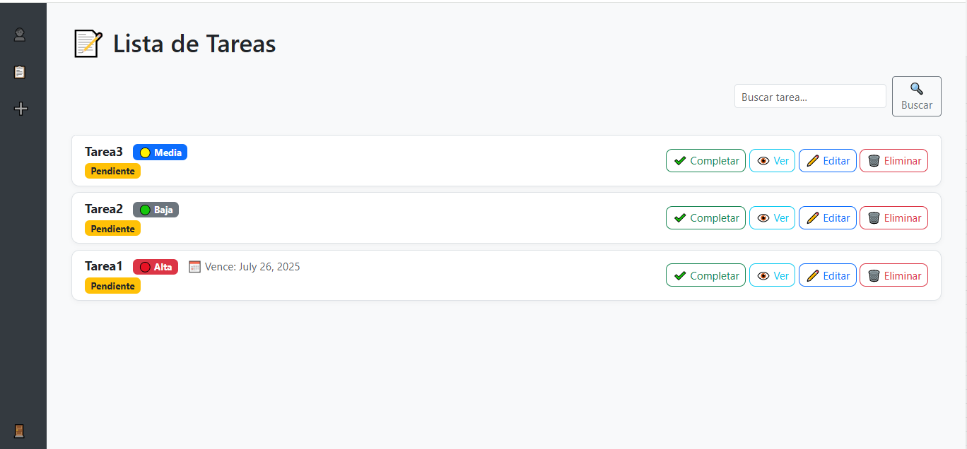 Listado de tareas TaskFlow
